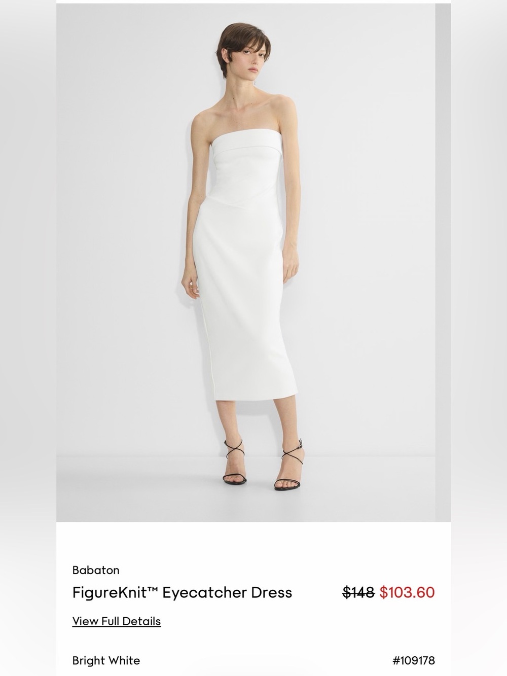 Aritzia Babaton FigureKnit™ Eyecatcher Strapless White Midi Dress